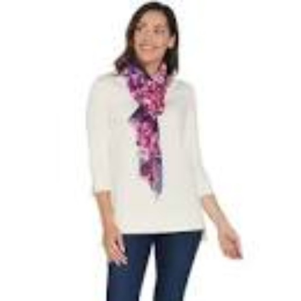 Issac Mizrahi Live Poppy Floral Scarf NEW